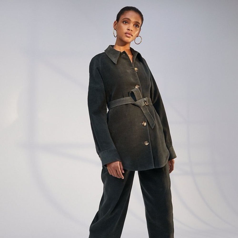 Babaton Button-Up Belted Shirt Jacket